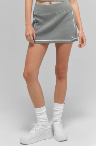 Ribbed Sweater Knit Highline Mini Skirt