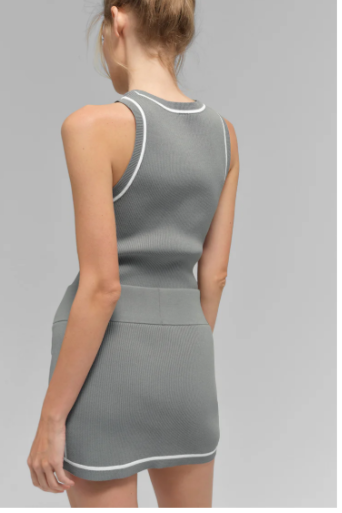 Ribbed Sweater Knit Highline Mini Skirt