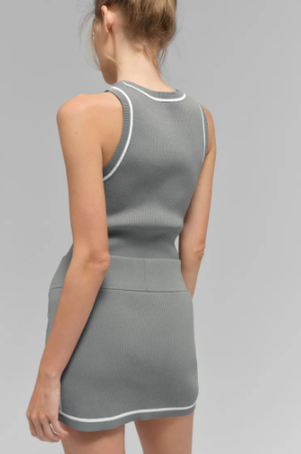 Ribbed Sweater Knit Highline Mini Skirt