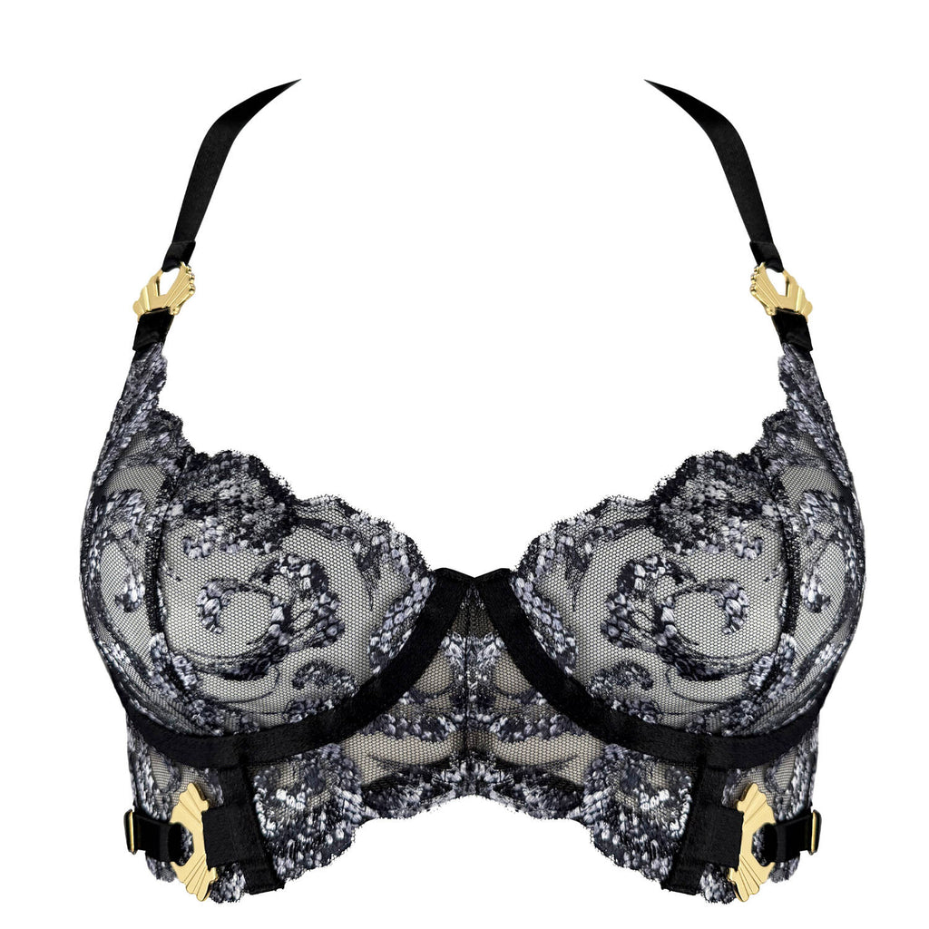 Siren Noir Sequined Lace Lingerie Set
