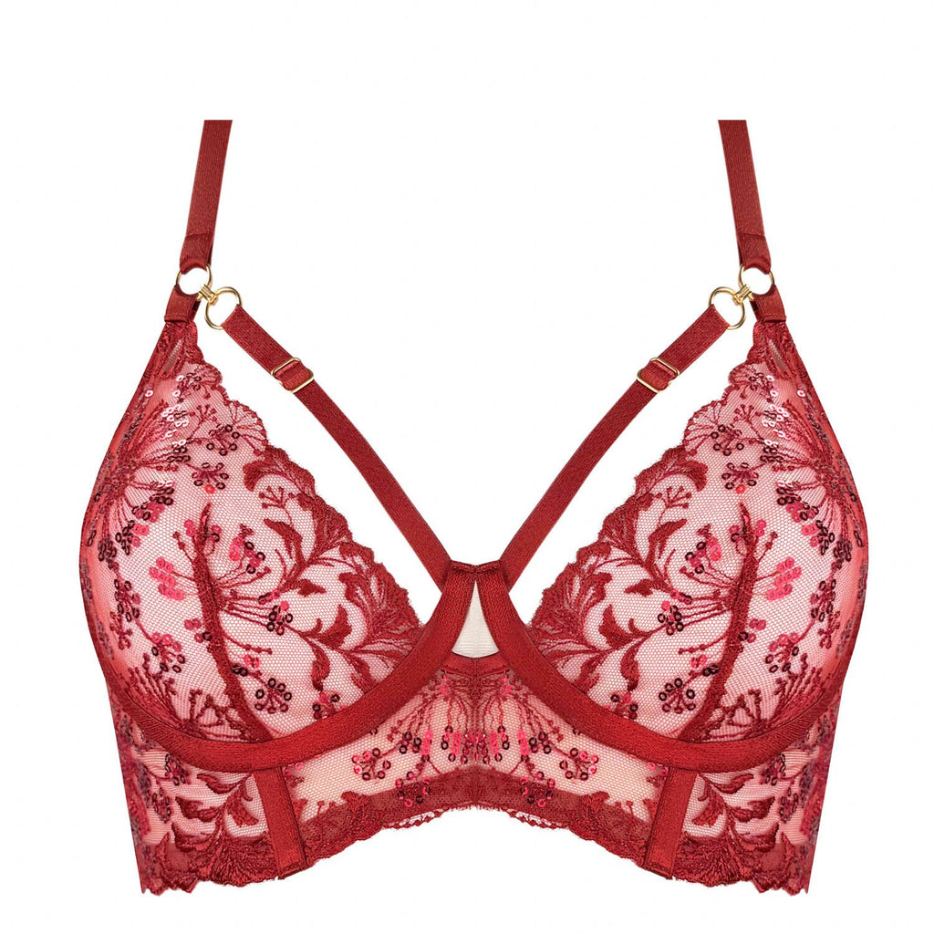 ❤️ Scarlet Radiance Embroidered Lingerie Set